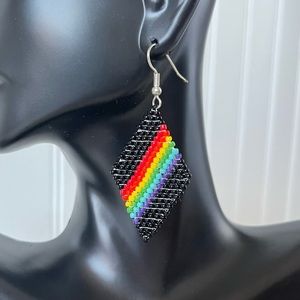 Rainbow diamond dangle earrings 🌈